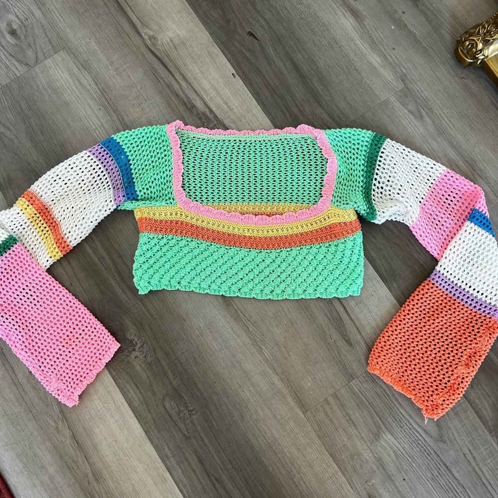Crochet Multi Color Crop Top- Size S
